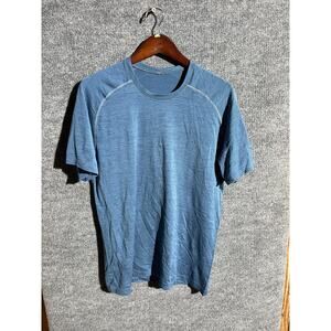 Lululemon Athletic Shirt Mens Large Blue Performance Short Sleeve Lightweight